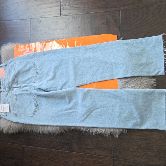 Nwt! Zara High Rise Straight Leg Jeans Ankle Rigid Size 4 - Picture 5 of 7